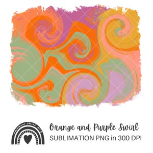 Sublimation PNG Background Orange Mustard Yellow Purple Swirl Background Spring Summer Fall Digital Download Commercial Use