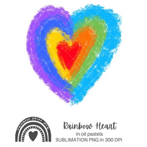 Rainbow Heart Sublimation PNG | Rainbow Pride | Love Clip Art | LGBTQ | Digital Download Commercial Use