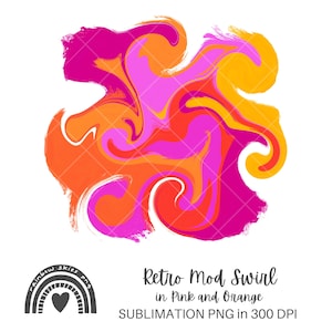 Sublimation PNG Background Retro Mod Abstract Swirl in Pink and Orange Groovy Summer Spring Digital Download Commercial Use
