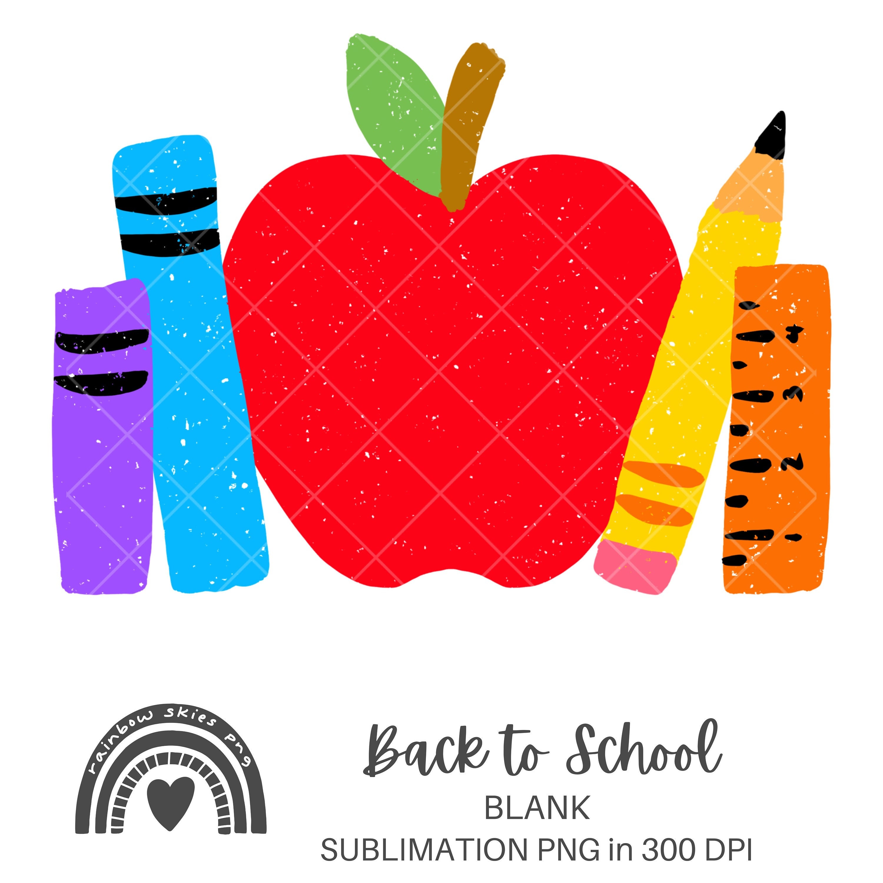 Back to School Sublimation PNG Blank Apple With Pencil Books Etsy UK