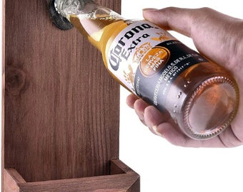 Bottle Opener Wall Mounted with Cap Catcher