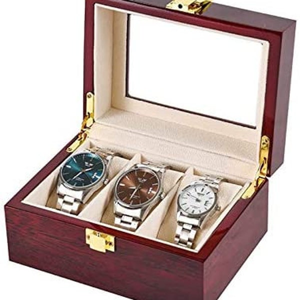 Rosewood 3-Slot Watchcase/ Jewelry Box