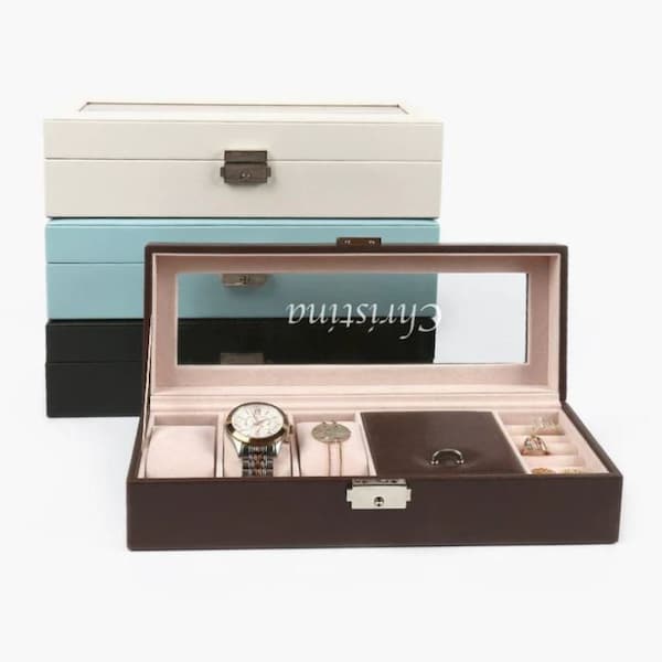 Customized Name Small Watch Case & Jewelry Storage Valet