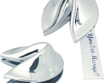 Custom Personalized Non-Tarnishing Silver Fortune Cookie Paperweight
