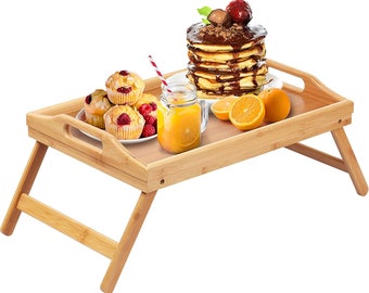 Personalized Bed Tray Table Folding Legs with Handles Breakfast Food Tray for Sofa,Bed,Eating,Drawing,Platters Serving Lap Desk Snack Tray