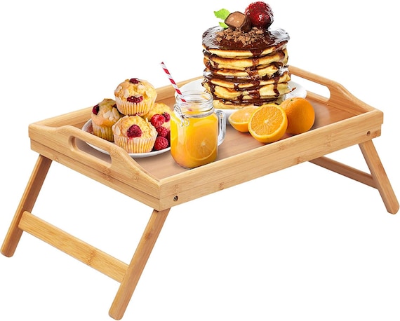 Mesa Bandeja Bamb� Para Comer De Desayuno En La Cama Mesita Con Patas  Plegables