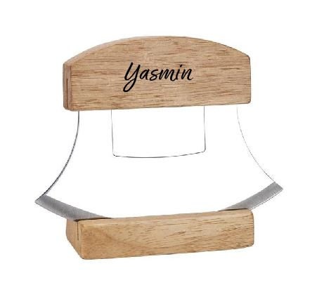 Personalized 5 inch Alaskan Ulu Knife, Chopper Slicer Cutter Hashing Chopping Mincing Cleaver with Wooden Stand Sheath Arthritic Tool
