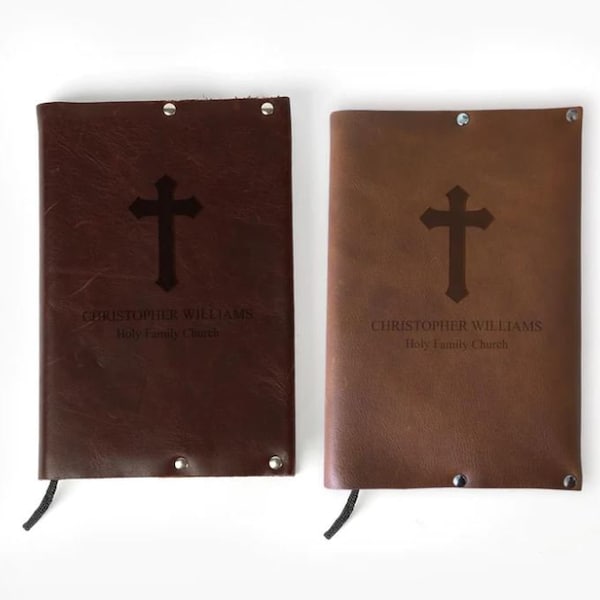 Personalized Leather Handmade Bible cover and Bible Set