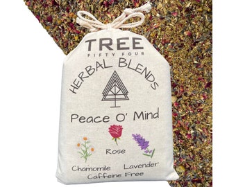 Peace O' Mind Herbal Tea Blend in Double Drawstring Sachet | Organic | Loose, No Caffeine