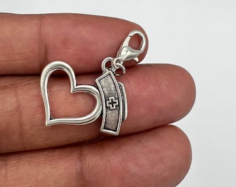 Nurse Heart Charm: Badge Reel, Planner, Keychain Accessory