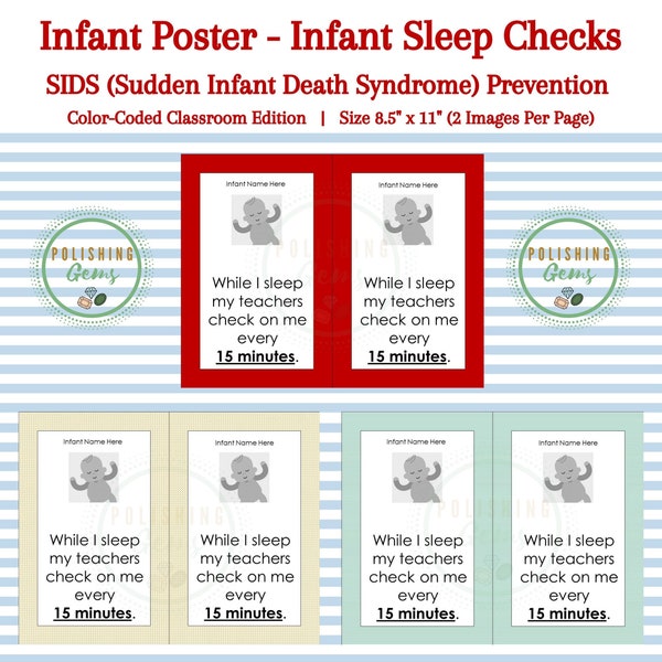 Editable Poster, Infant Sleep Safety Instant Download, SIDS Sudden Infant Death Syndrome Prevention Crib Posters, Add Name - Infant's Photo