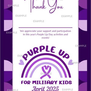 2025 Purple Up Monat des Militärkinds Dankeschön-Zertifikat - Digitaler Download - Nicht bearbeitbar