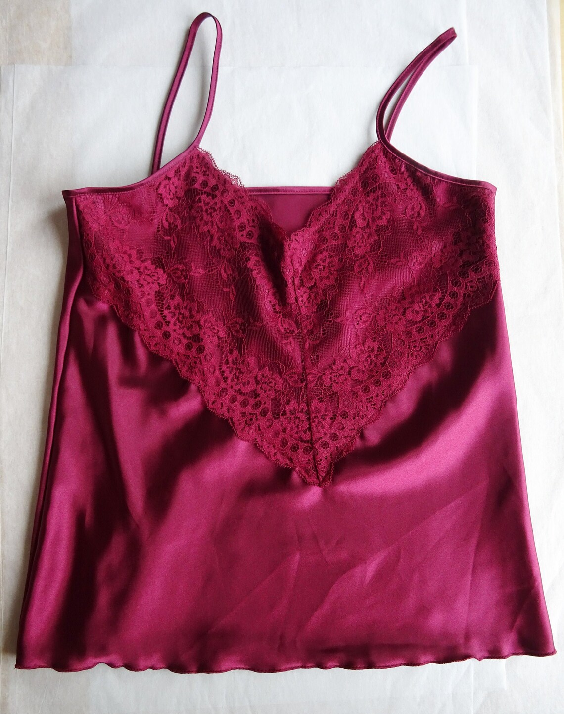 Burgundy Satin Camisole and French Knickers Set 10/12 | Etsy