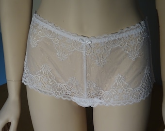 Boxer blanc transparent en dentelle