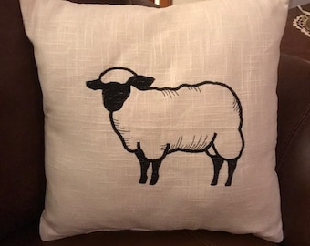 Embroidered Pillow - Sheep
