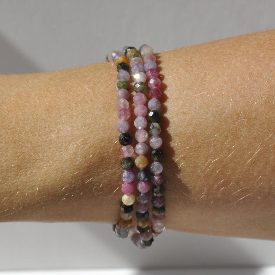 可愛い&お買い得❢ウォーターメロントルマリン ブレス❥ ウォーターメロントルマリン ブレスレット 7mm 19cm 高品質 バイカラー
