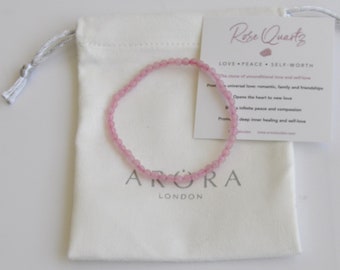 Rose Quartz Crystal Bead Bracelet: Dainty Gemstone, Love & Friendship