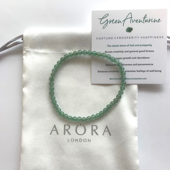 Aventurine Crystal Bead Bracelet: Dainty Green Gemstone, Good Luck Charm