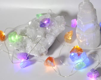 Rainbow Crystal String Fairy Lights, Gemstone Enchantment Lights, Indoor Fairy Lights, Christmas Lights, dressing table lights