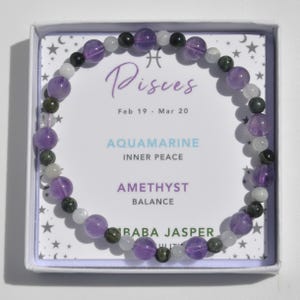 Pisces Bracelet - Zodiac Crystal Bracelet - Star Sign Crystal Bracelet - Birthstone Crystal Gift - Zodiac Birthday - Gift for Her