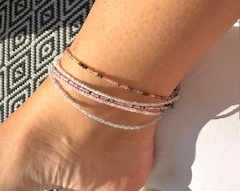 Sierlijke kristallen enkelband: enkelband met gefacetteerde kraal, edelsteen enkelband, boho, strand, festivalsieraden
