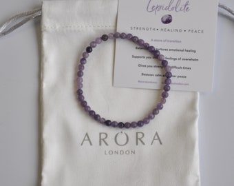 Lepidolite Crystal 4mm Gemstone Bracelet, Lepidolite Dainty Bracelet to help support you through grief, loss, bereavement and healing.