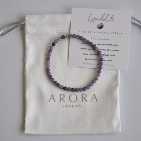 Lepidolite Crystal Bracelet: 4mm Gemstone, Healing Support