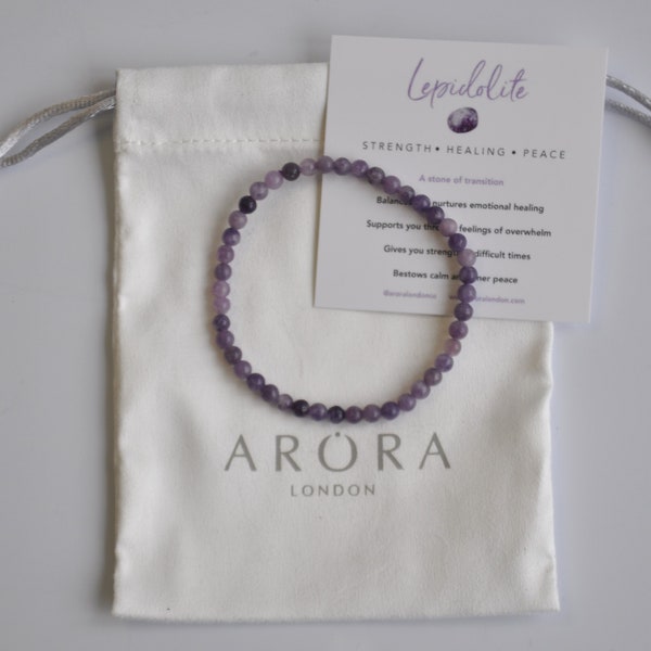 Lepidolite Crystal 4mm Gemstone Bracelet, Lepidolite Dainty Bracelet to help support you through grief, loss, bereavement and healing.