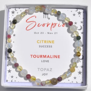 Scorpio Zodiac Crystal Bracelet: Topaz, Tourmaline, Citrine