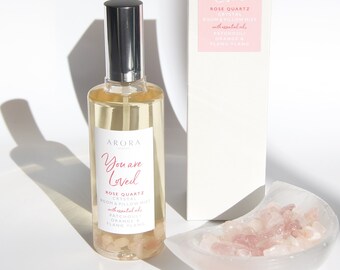 Love - Crystal Infused Room Spray, Patchouli & Ylang Ylang Pillow Spray,  Essential Oil Spray for Love with Rose Quartz crystals