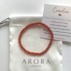 Pulseira de contas de cristal cornalina: pulseira delicada para empilhar