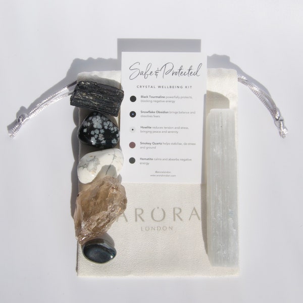 Safe & Protected Crystal Kit, Crystal Set, Crystals for Protection, Crystals for Safety, Healing Crystals, Crystal Gifts, Black Tourmaline