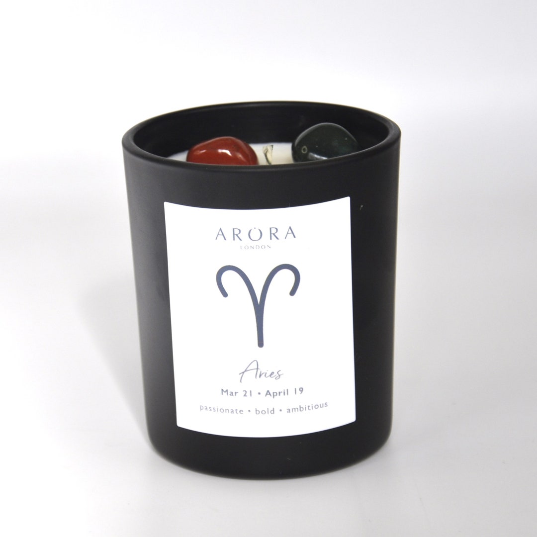 Aries Zodiac Crystal Candle Star Sign Crystal Candle Aries Etsy