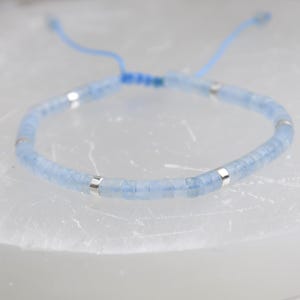 Aquamarine 2x4mm Bead Bracelet, Dainty Gemstone Bracelet, Imperial Jasper Beads, Boho, Ethnic, Yoga Bracelet, Birthday Gift for Her