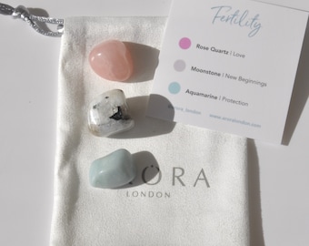 Fertility Crystal Kit: Aquamarine, Moonstone, Rose Quartz