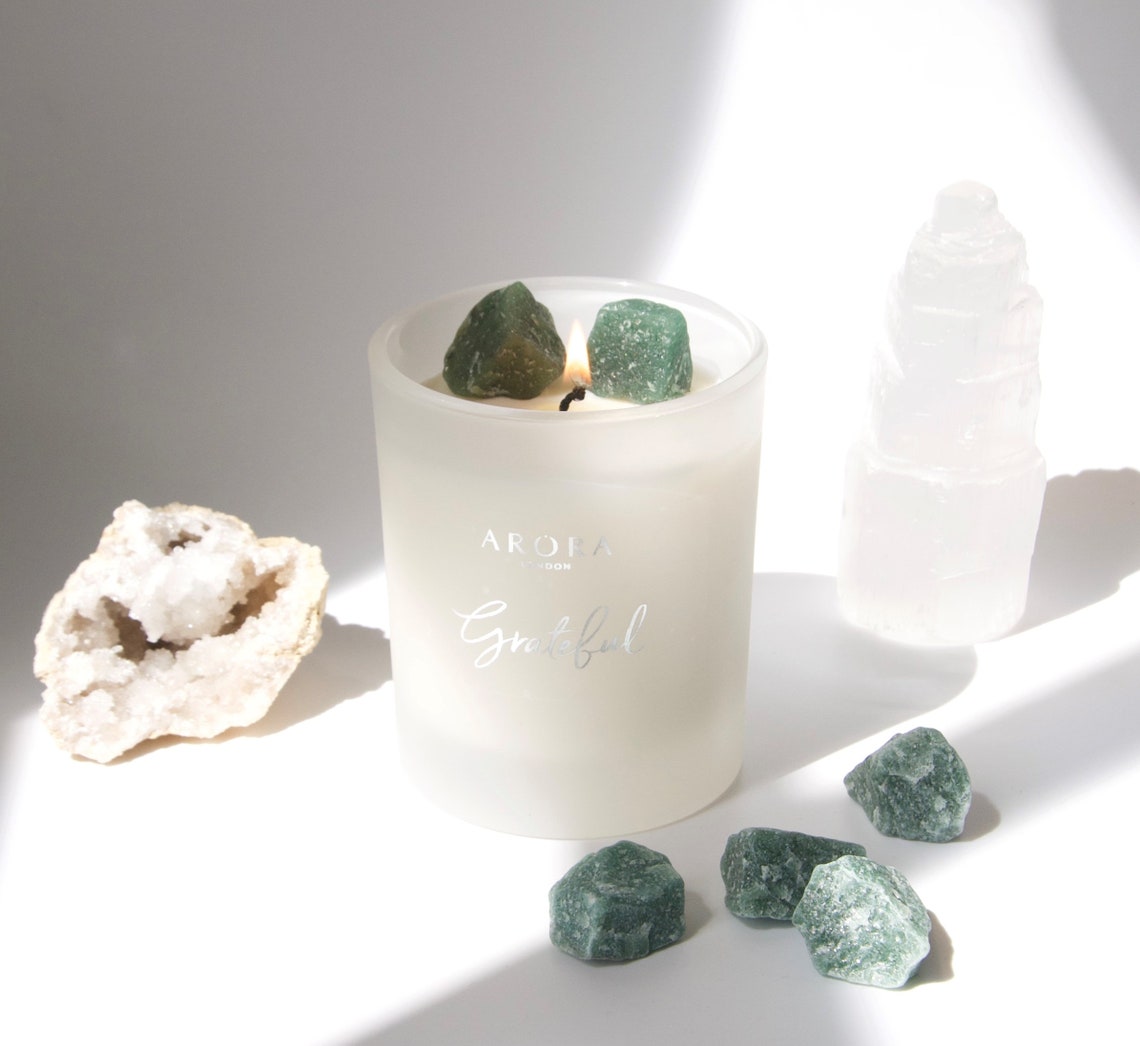 Green Aventurine Crystal Candle With Essential Oils 30cl 100 Etsy UK