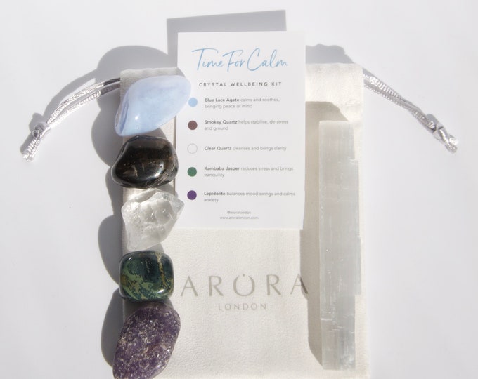 Relax and De-stress Crystal Kit, Time for Calm Crystal Kit,  Crystal Gift Set, Healing Crystals, Crystal Gifts, Relaxation Kit