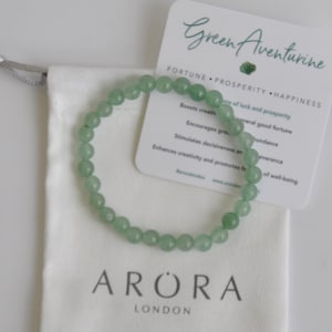 Aventurin 6 mm Kristall Edelstein Perlenarmband für Glück und Glück, Edelstein Perlen Armband, grünes Aventurin Armband