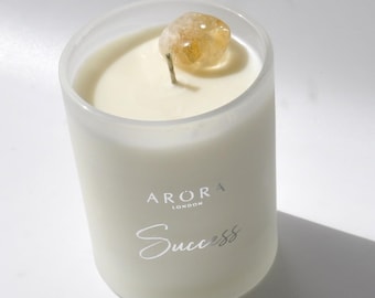 Bougie en cristal de citrine : huiles essentielles d'aromathérapie, bougie de soja 100 % naturelle