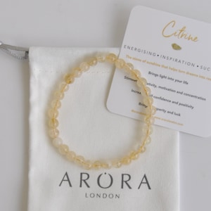 Citrine 6mm Crystal Gemstone Bead Bracelet for Inspiration, Energy, Creativity and Success