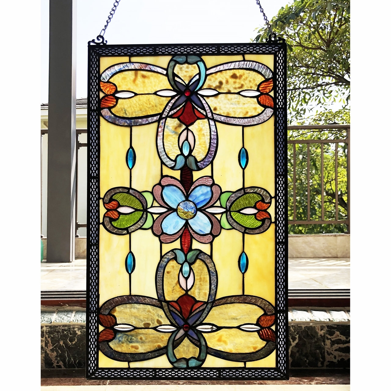 TiffanyStyle Victorian StainedGlass Window Panel 26 Etsy