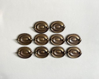 Lot of 10 Antique Metal Oval Drawer Pulls