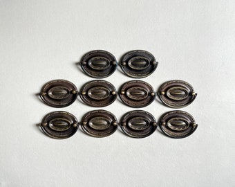 Lot of 10 Antique Metal Oval Drawer Pulls