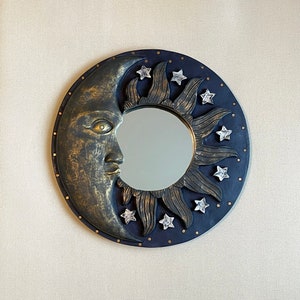 Vintage Sun, Moon & Star Resin Mirror 11"