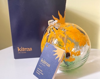 Kitras Art Glass Friendship Blossom Ball Hand Blown Glass 3.75"