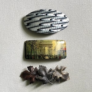 3 Vintage France Hair Barrette Clips