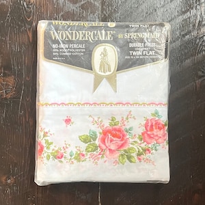Vintage Wondercale Rose Floral Twin Flat Sheet