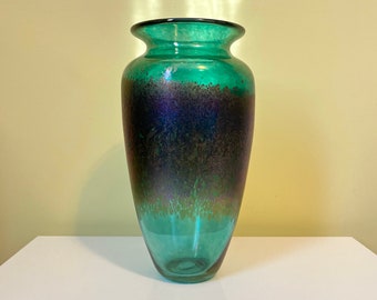 Vintage Robert Held Iridescent Teal Glass Vase