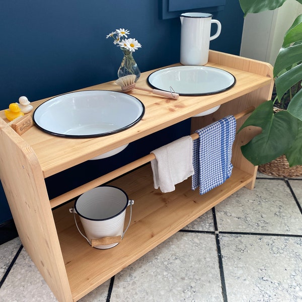 Montessori Double Washing Station -FREE SHIPPING in EU- Solid sustainably harvested wood