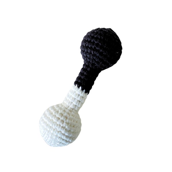 Black and White Crochet Bell Rattle